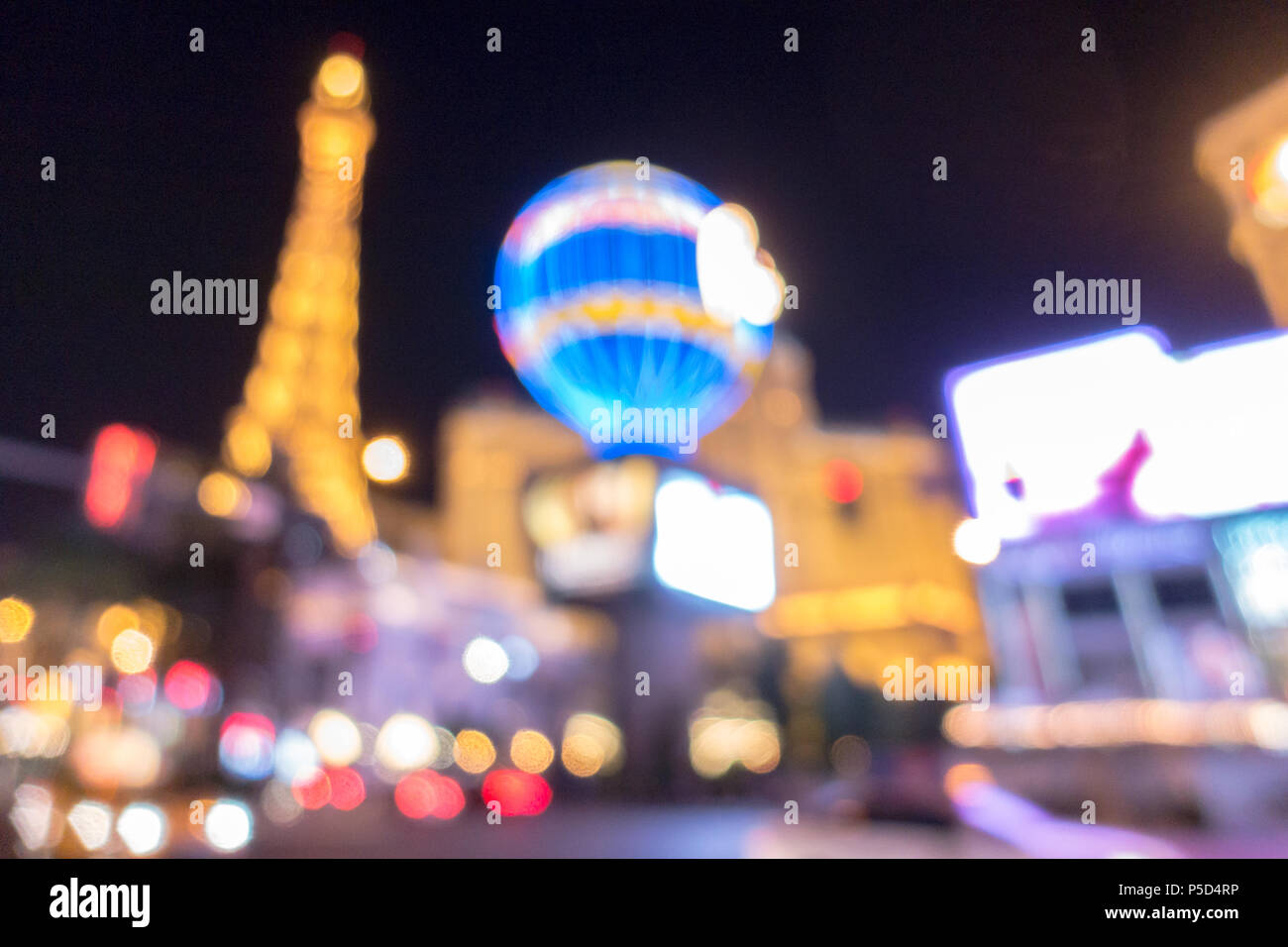 Abstract sfondo sfocato di Las Vegas città cityscape in Nevada USA la notte Foto Stock