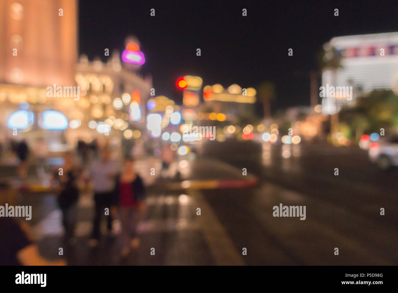 Abstract sfondo sfocato di Las Vegas città cityscape in Nevada USA la notte Foto Stock