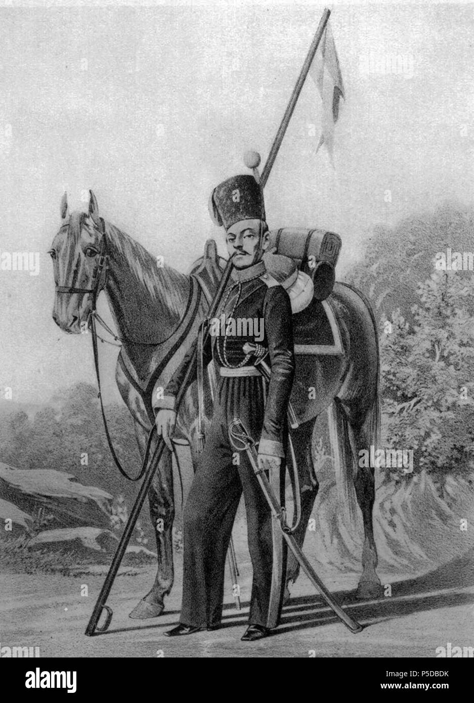 N/A. : . 1829-1838. prima del 1841. Unknown 36 27 1249 illustrazioni per libri di descrizione storica degli abiti e armi di truppe russe Foto Stock