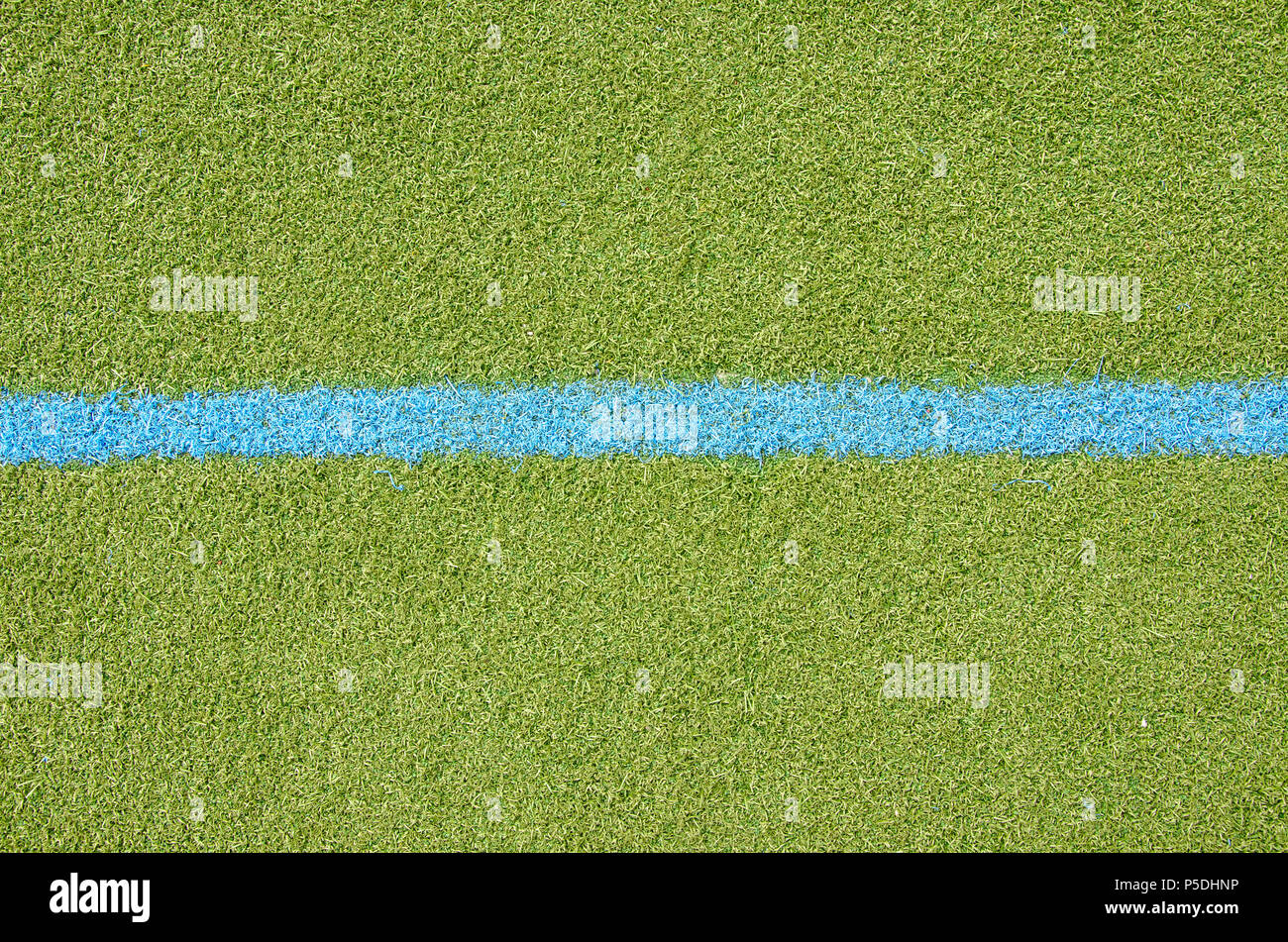 Calcio con prato blue lane mark. Soccer closeup dettaglio texture di sfondo. Foto Stock