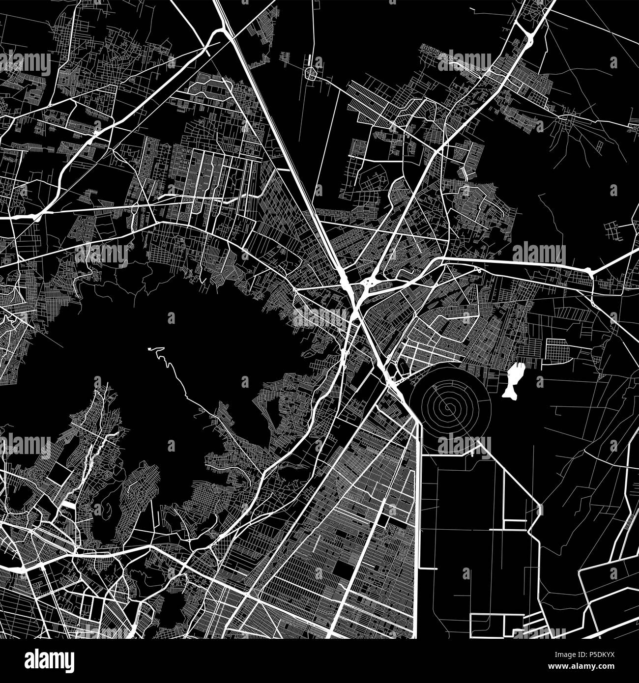 Mappa Area di Ecatepec, Messico. Sfondo scuro versione per una infografica e progetti di marketing. Questa mappa di Ecatepec, Ecatepec de Morelos comune, Foto Stock