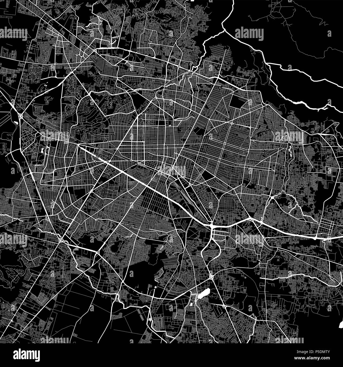 Mappa della zona di Guadalajara, Messico. Sfondo scuro versione per una infografica e progetti di marketing. Questa mappa di Guadalajara, Guadalajara comune, co Foto Stock