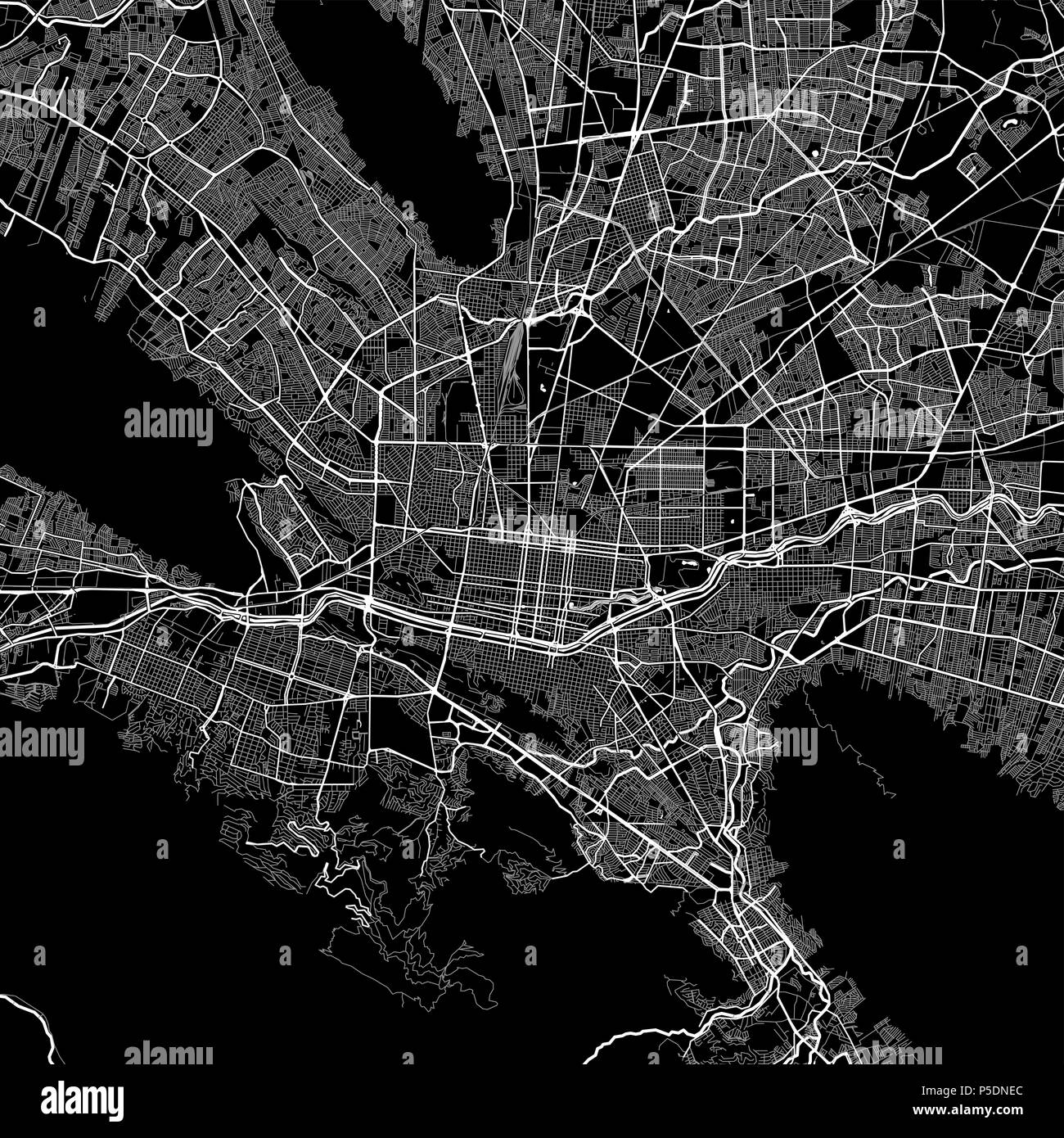 Mappa Area di Monterrey, Messico. Sfondo scuro versione per una infografica e progetti di marketing. Questa mappa di Monterrey, Monterrey comune, contiene Foto Stock