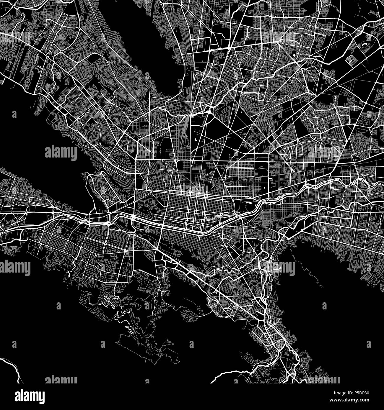 Mappa Area di Monterrey, Messico. Sfondo scuro versione per una infografica e progetti di marketing. Questa mappa di Monterrey, Monterrey comune, contiene Illustrazione Vettoriale