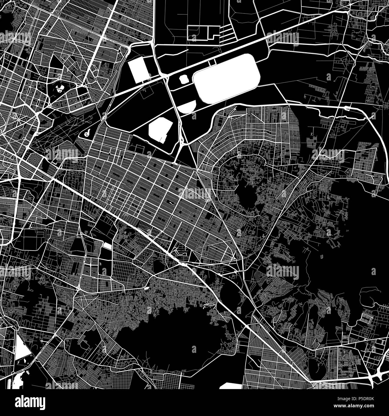 Mappa Area di Nezahualcoyotl, Messico. Sfondo scuro versione per una infografica e progetti di marketing. Questa mappa di Nezahualcoyotl, Nezahualcoyotl Municip Illustrazione Vettoriale