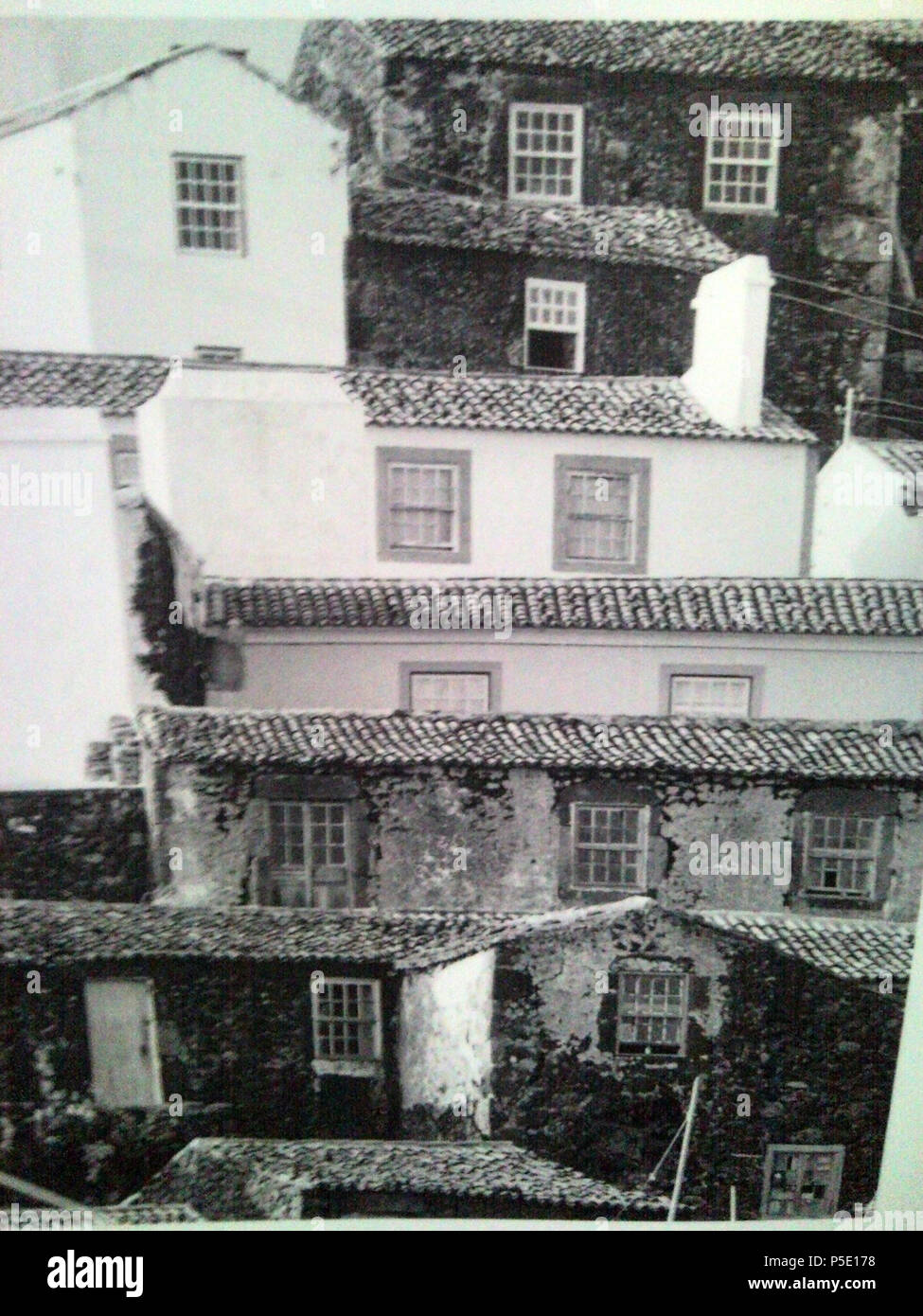 382 Corvo, início do Séc, XX, Vila do Corvo, casas antigas, Arquivo de Villa Maria, Angra do Heroísmo, Ilha Terceira, Açores Foto Stock