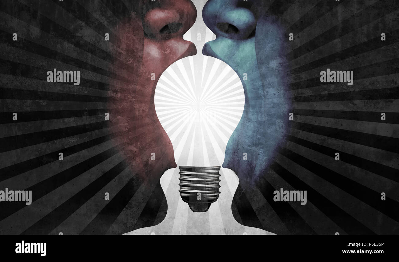 Accordo idea contratto di business come un team creativo del concetto di successo a lavorare insieme per trovare una soluzione con 3D rendering di elementi. Foto Stock