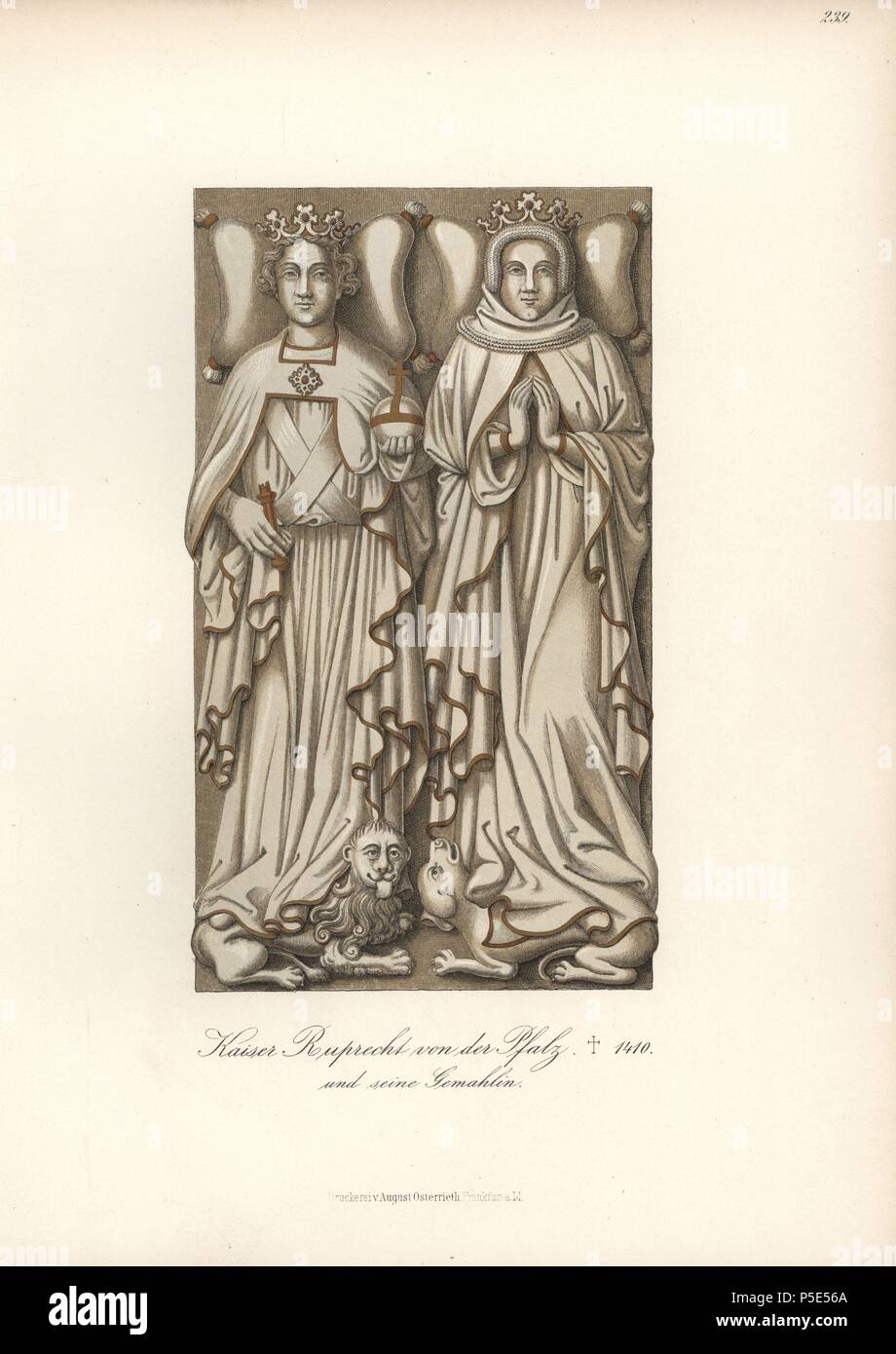 Chromolithograph da Hefner-Alteneck 'costumi, opere d'arte e apparecchi dal Medioevo fino alla fine del xviii secolo", Francoforte, 1883. IIlustration disegnato da Hefner-Alteneck, litografata e pubblicato da Heinrich Keller. Il dottor Jakob Heinrich von Hefner-Alteneck (1811-1903) era un archeologo tedesco, storico dell'arte e illustrator. Egli è stato direttore del Museo Nazionale Bavarese dal 1868 fino al 1886. Foto Stock