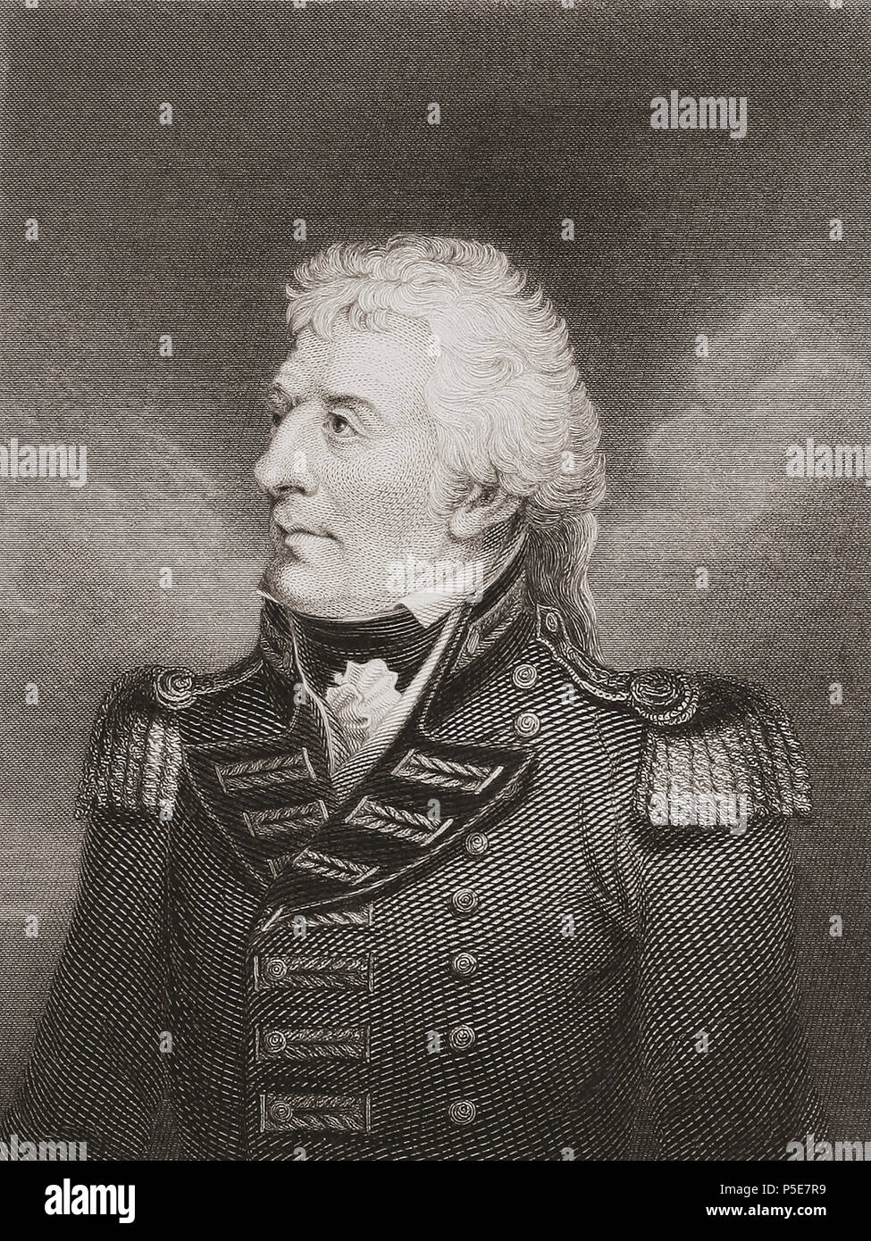 Gerard Lake, i visconte Lake, 1744 – 1808. Comandante delle forze britanniche durante la ribellione irlandese del 1798, comandante in capo delle forze armate dell'India britannica, membro del Parlamento. Da History of the Irish Rebellion nel 1798; with Memoirs of the Union, and Emmett's Insurrection nel 1803 di W.H. Maxwell. Pubblicato a Londra nel 1854. Foto Stock