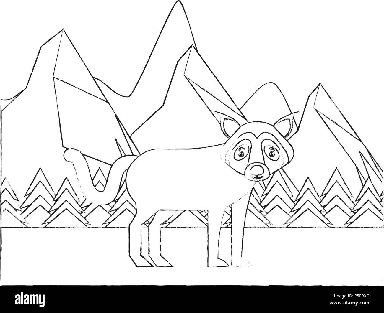 Lupo selvaggio animale con paesaggio snowly illustrazione vettoriale design Illustrazione Vettoriale