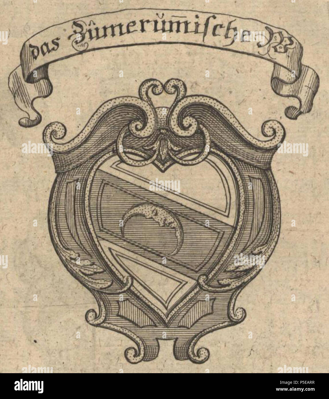 N/A. Deutsch: Das Zuvernumbische Wappen aus dem Erstdruck der Annales Stirenses (1740) . Vorlage ca. 1630 / Stich: 1740. Valentin Preuenhueber 105 Annales Stirenses 1740 - Zuvernumbisches Wappen Foto Stock