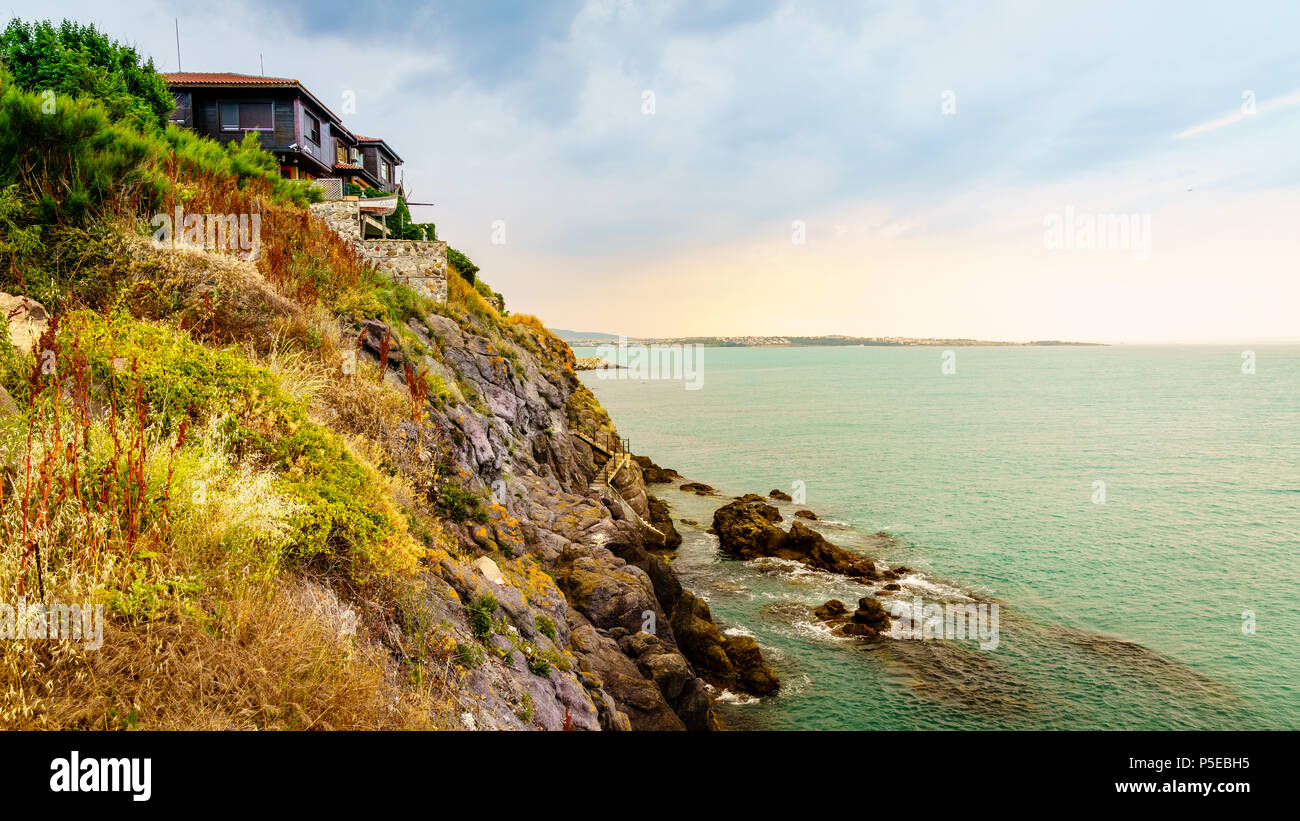 Vista del Mar Nero costa da Sozopol Bulgaria Foto Stock