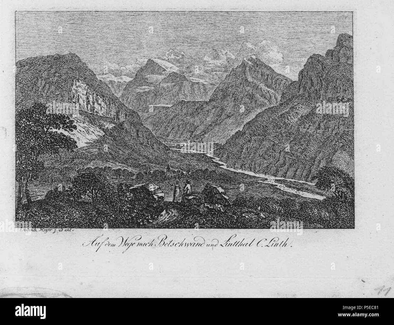 N/A. Deutsch: Buch: 'Dreyssig Schweitzer-Gegenden, als Zugabe zu J.G. Ebels Handbuch für Reisende durch die Schweiz", Auf dem Wege nach Bettschwand und Linthal . circa 1810. J.H. Meyer 320 CH-NB-Schweizergegenden-18719-page023 Foto Stock