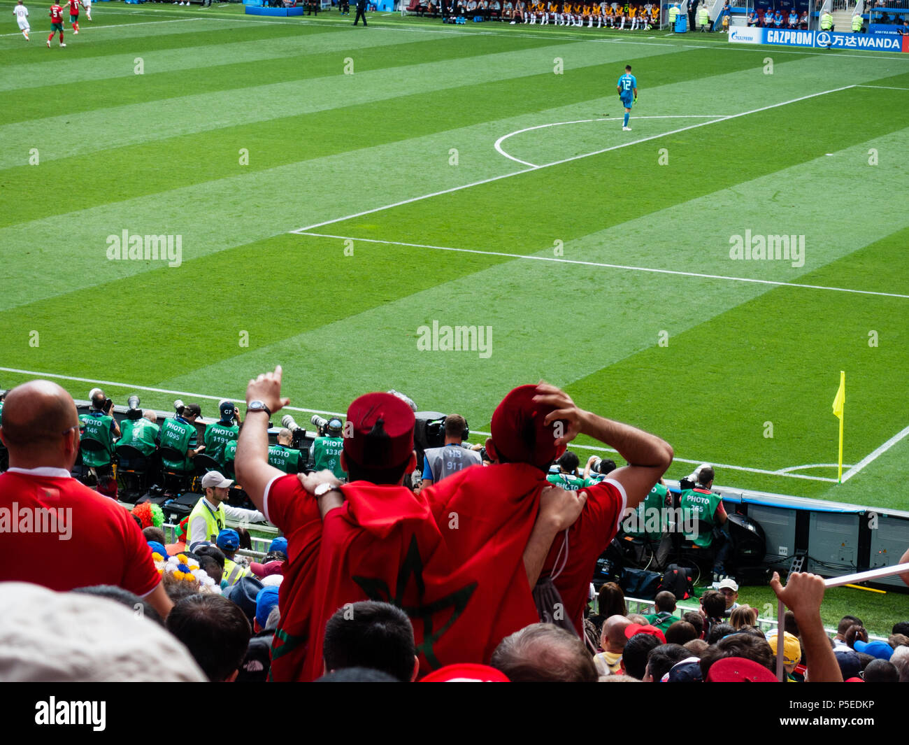 Tifosi si riuniscono in Russia durante il 2018 della Coppa del Mondo FIFA Foto Stock