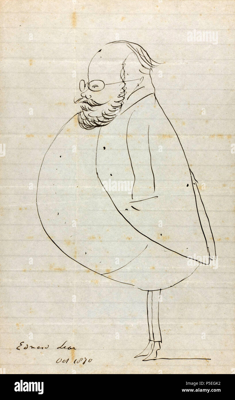 N/A. Auto-caricatura in profilo, in piedi . Ottobre 1870. Edward Lear (1812-1888) nomi alternativi Derry Down Derry; Eduard Liri; Entouarnt Lēar; Edu'ard Lir; Lear; lear e descrizione artista inglese, autore e poeta Data di nascita e morte 12 Maggio 1812 29 gennaio 1888 Luogo di nascita e morte inglese: Holloway, Londra, Inghilterra. Inglese: Sanremo, Italia. Controllo dell'autorità : Q309759 VIAF: 36920855 ISNI: 0000 0001 2100 Acer travelmate 6493 ULAN: 500016261 LCCN: N79084245 NLA: 35296076 WorldCat 495 Edward Lear self-caricatura Foto Stock