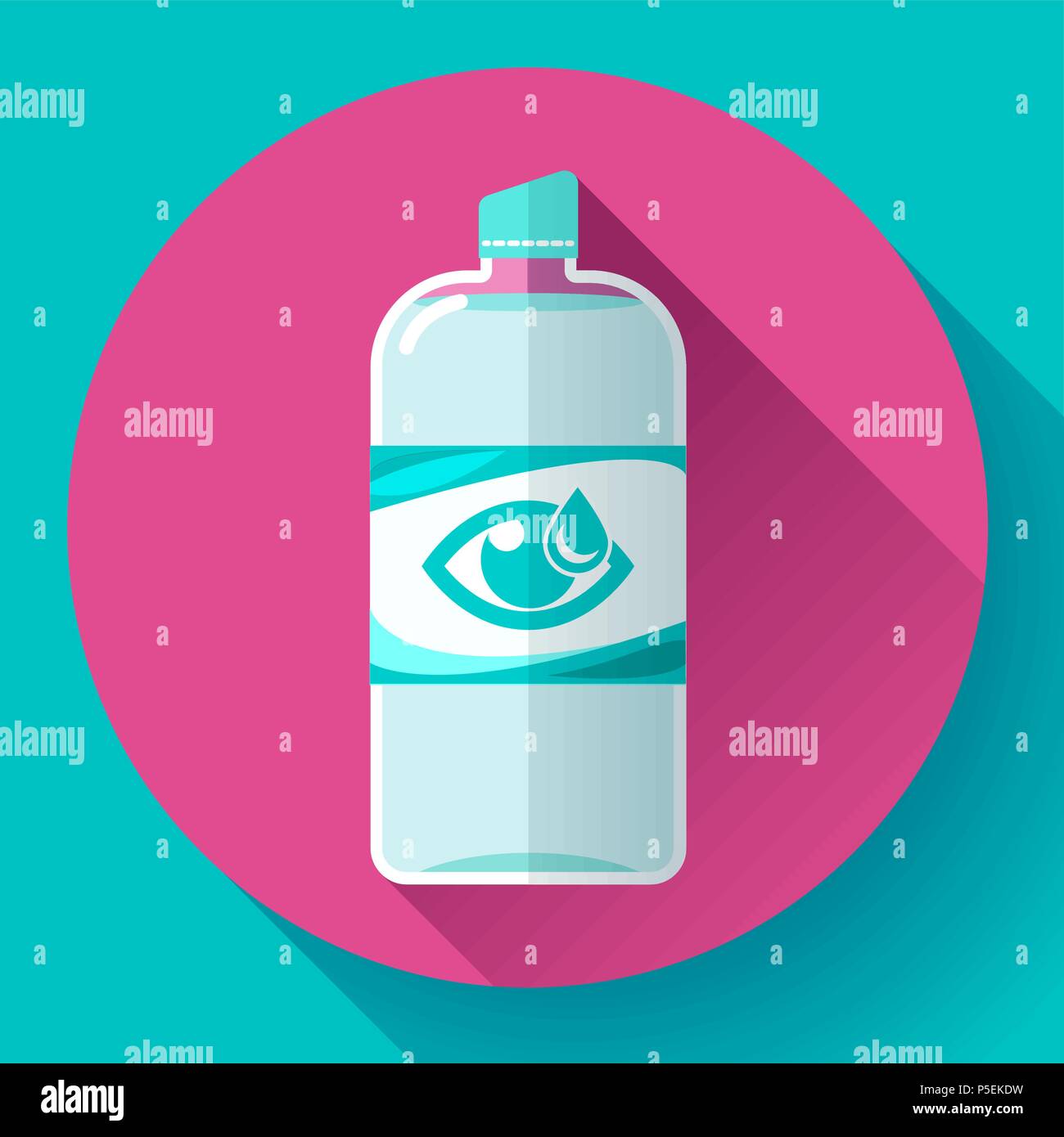 Lente a contatto la soluzione quotidiana icona con lunga ombra. Design piatto stile. Illustrazione Vettoriale