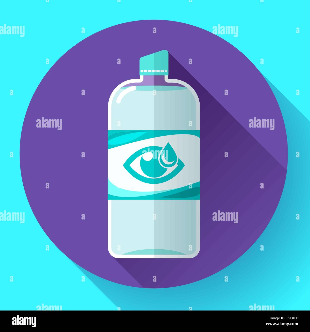 Lente a contatto la soluzione quotidiana icona con lunga ombra. Design piatto stile. Illustrazione Vettoriale