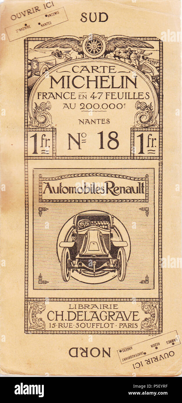 279 carte Michelin n° 18 Nantes 1913-1 Foto Stock