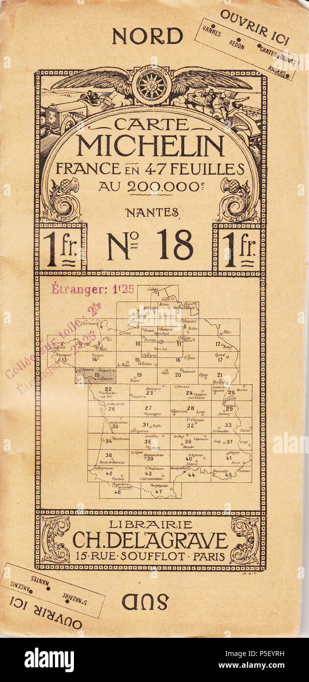 279 carte Michelin n° 18 Nantes 1913-0 Foto Stock