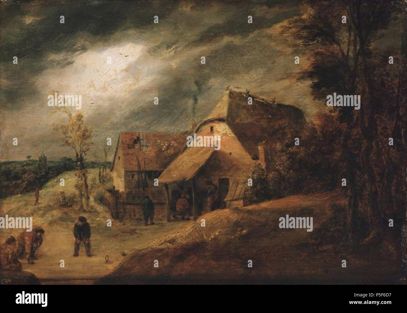 Inglese: Paesaggio con giocatori circa 1632-1638. N/A 62 Adriaen Brouwer - Paesaggio con giocatori Foto Stock