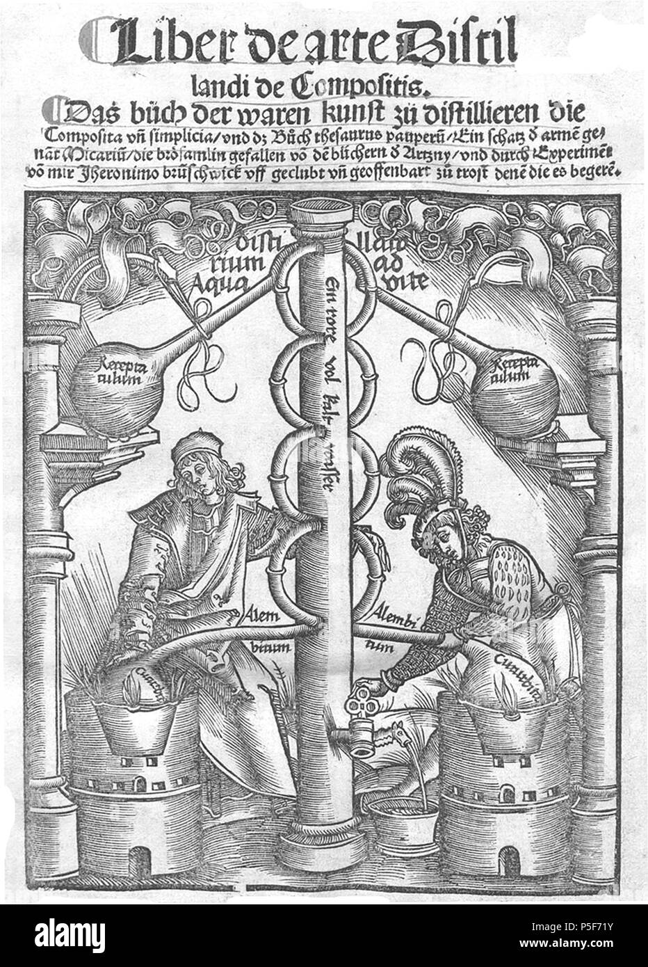 N/A. Deutsch: Titelbild des 'Grossen Destillierbuchs' von Hieronymus Brunschwig . 1512. Sconosciuto 243 Brunschwig 1512 Foto Stock