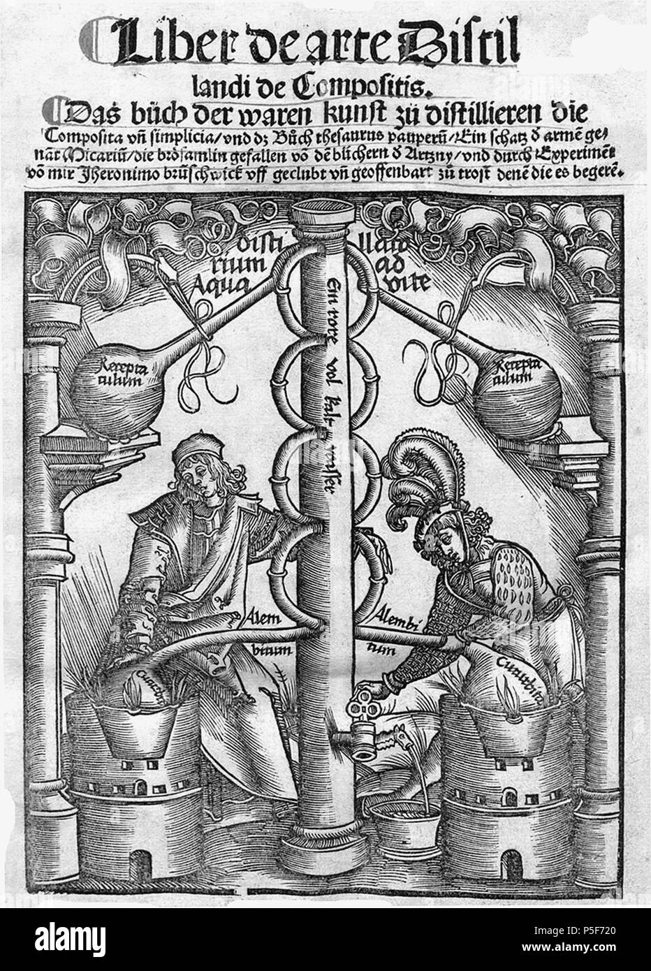 N/A. Deutsch: Titelbild des Großen Destillierbuchs . 1512. Sconosciuto 243 Brunschwig 1512 un Foto Stock