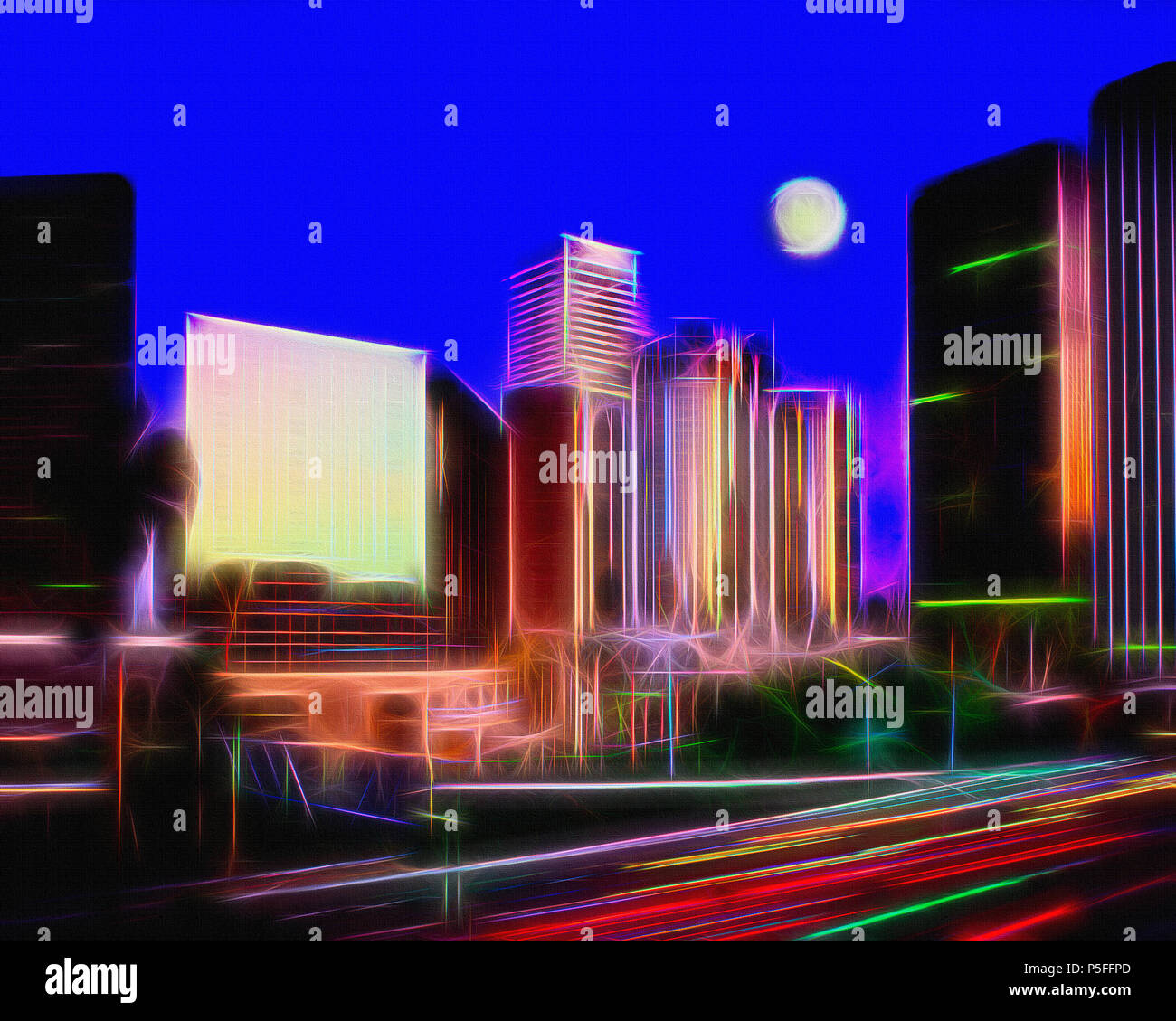 Arte digitale: il centro cittadino di Los Angeles, California, Stati Uniti d'America Foto Stock
