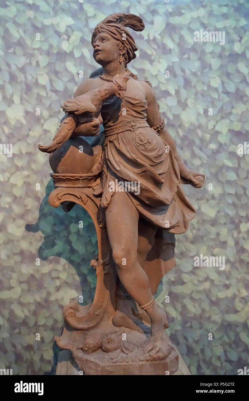 65 Africa da Ferdinand Tietz e workshop, dal Mittelzone in Veitschochheimer Garten, 1765-1768, pietra - Mainfränkisches Museum - Würzburg, Germania - DSC05047 Foto Stock