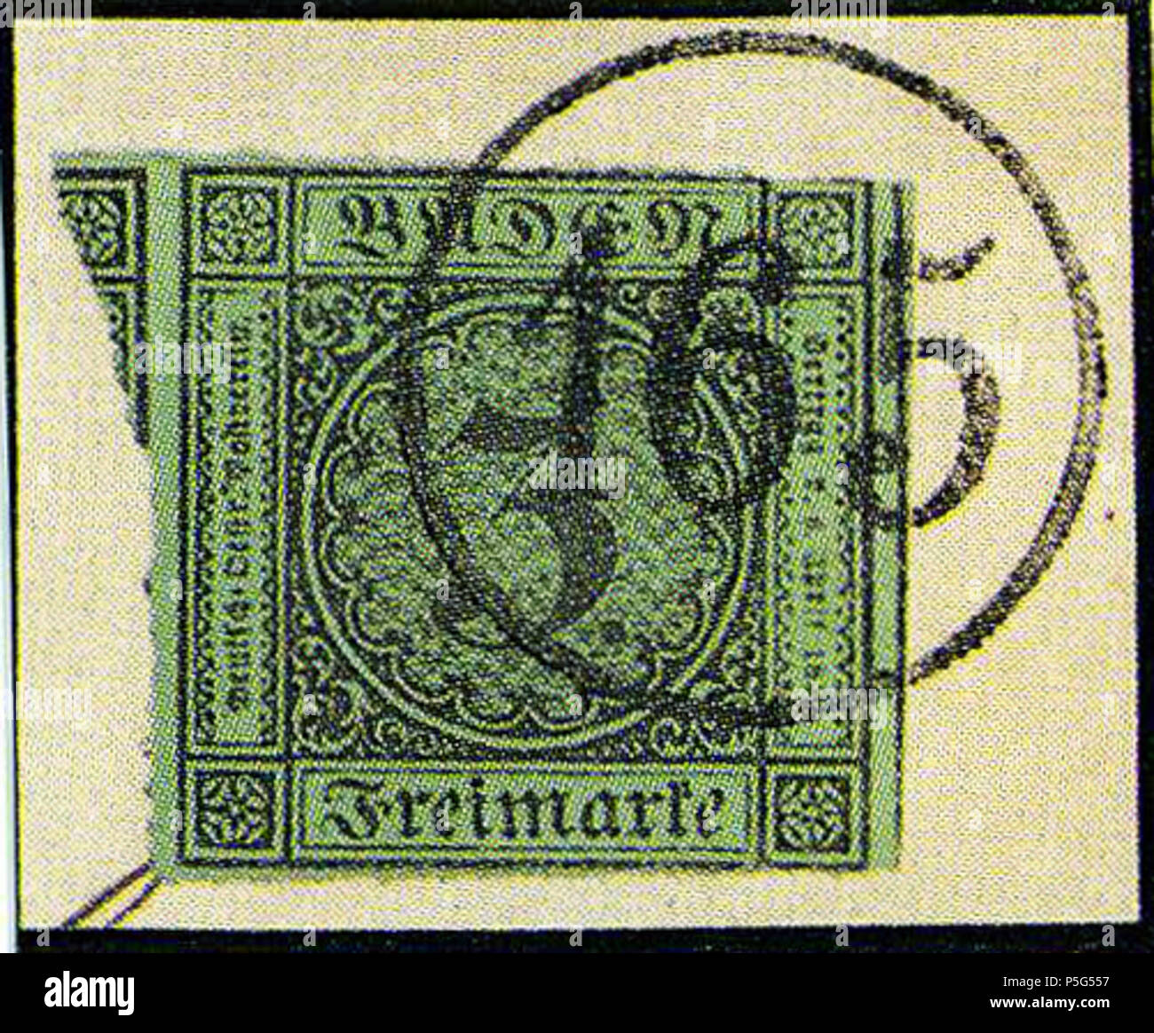 N/A. Inglese: 3 kreuzer Baden problema 1853, annullati 165 (non a 5 anelli!). 1853 (scansione 2017-07-15). Post di Baden 29 1853 3kr Baden 165 Rittersbach Mi6 Foto Stock