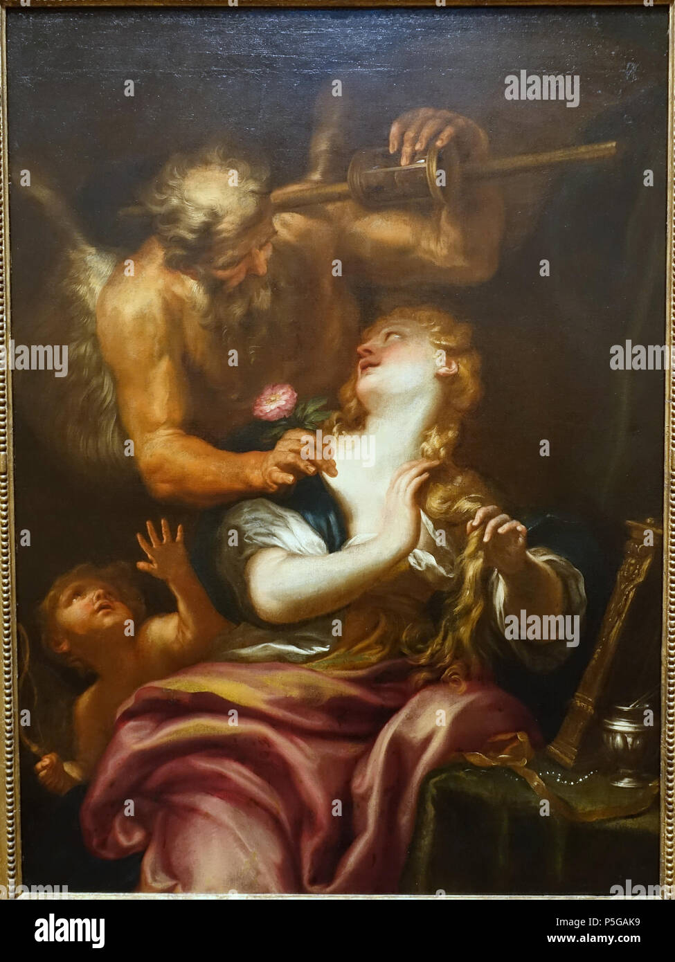 N/A. Inglese: esporre in Il Blanton Museum of Art - Austin, Texas, Stati Uniti d'America. Questo lavoro è abbastanza vecchio in modo che sia in . Il 15 novembre 2015, 16:15:19. Daderot 86 Allegoria della gioventù, da Domenico Piola, Genova, c. 1680, olio su tela - Blanton Museum of Art - Austin, Texas - DSC07985 Foto Stock