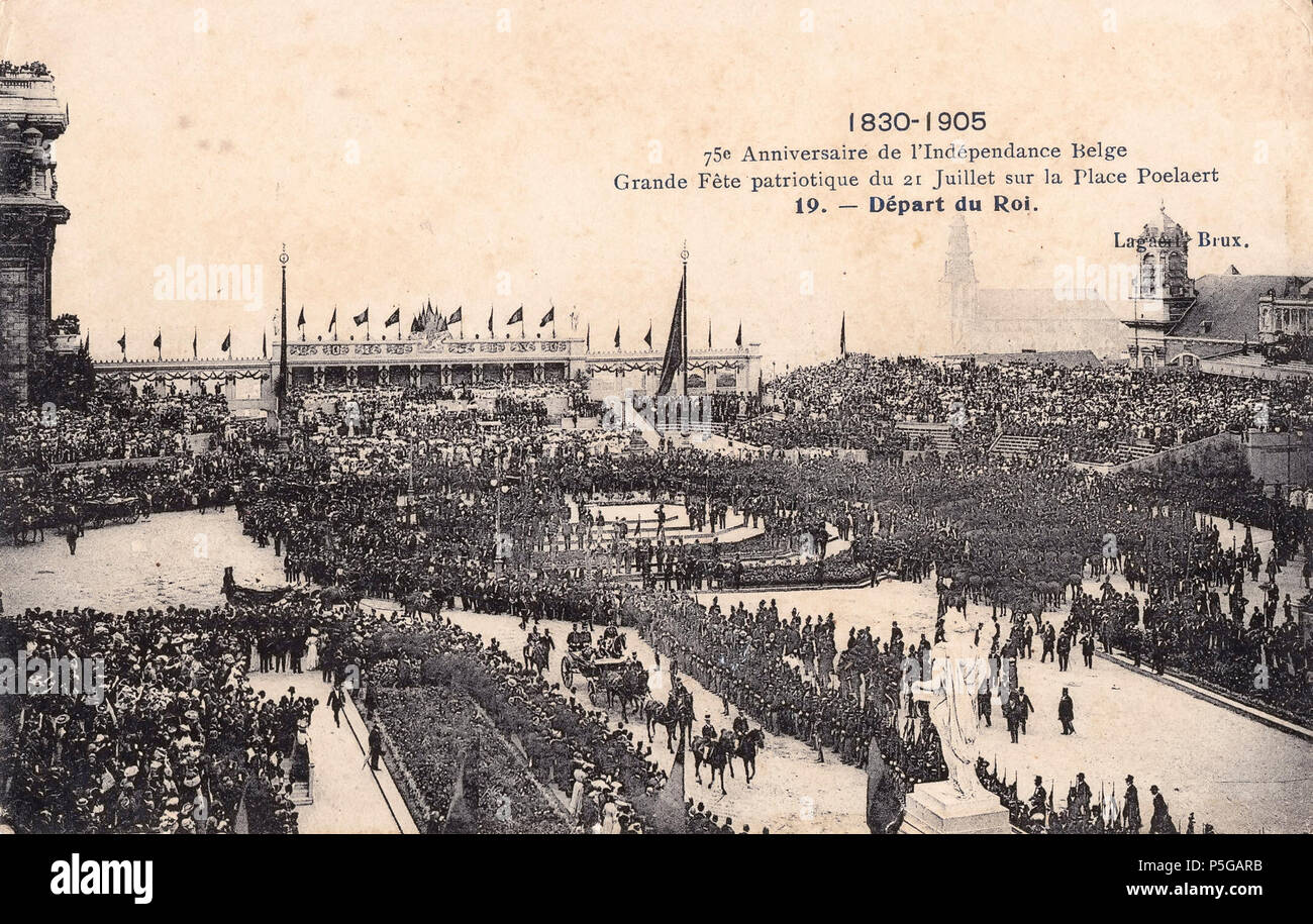 1830 1905, 75º aniversário da independência belga, 19, Arquivo de Villa Maria, Angra do Heroísmo, Açores.. Foto Stock