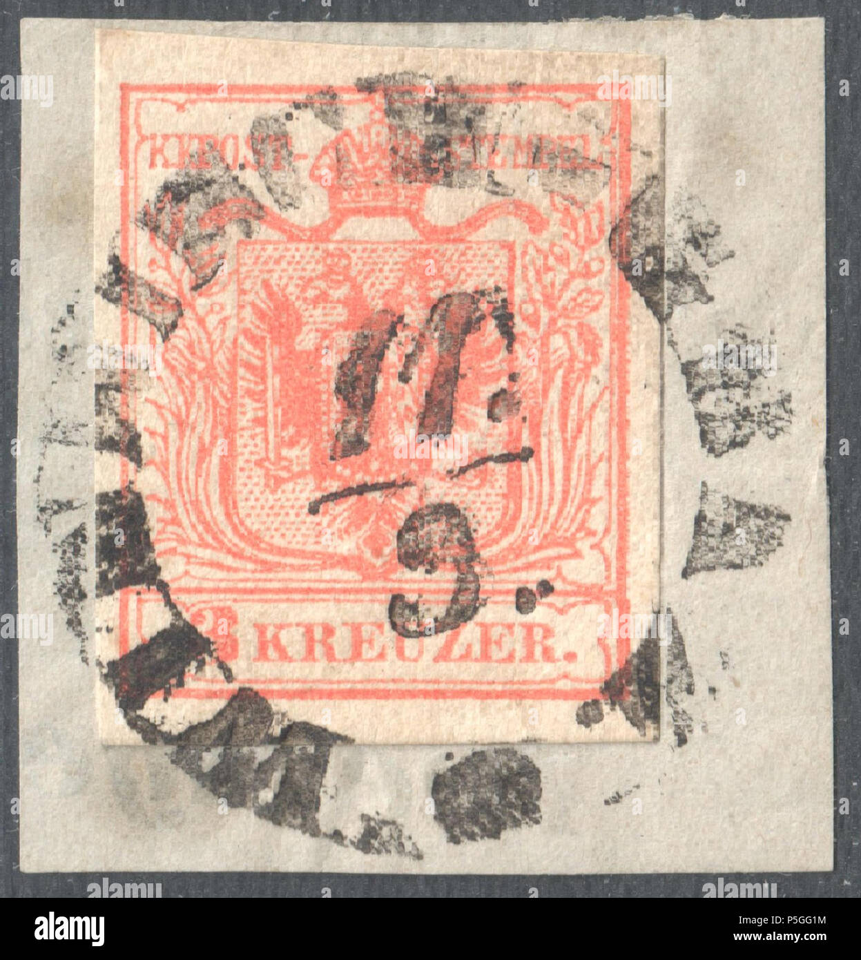 N/A. Inglese: KK austriaco timbro, 3 kr problema 1854, Ferchenbauer tipo IIIa, macchina di carta, rose, annullato a WINDISCH GRAZ, ora Slovenj Gradec in Slovenia. Müller farà fede il timbro postale: 3251un tipo RCs-f (10x8) . 1854. Post dell'Impero Austriaco 153 Austria 1854 IIIa WINDISCH GRAZ Foto Stock