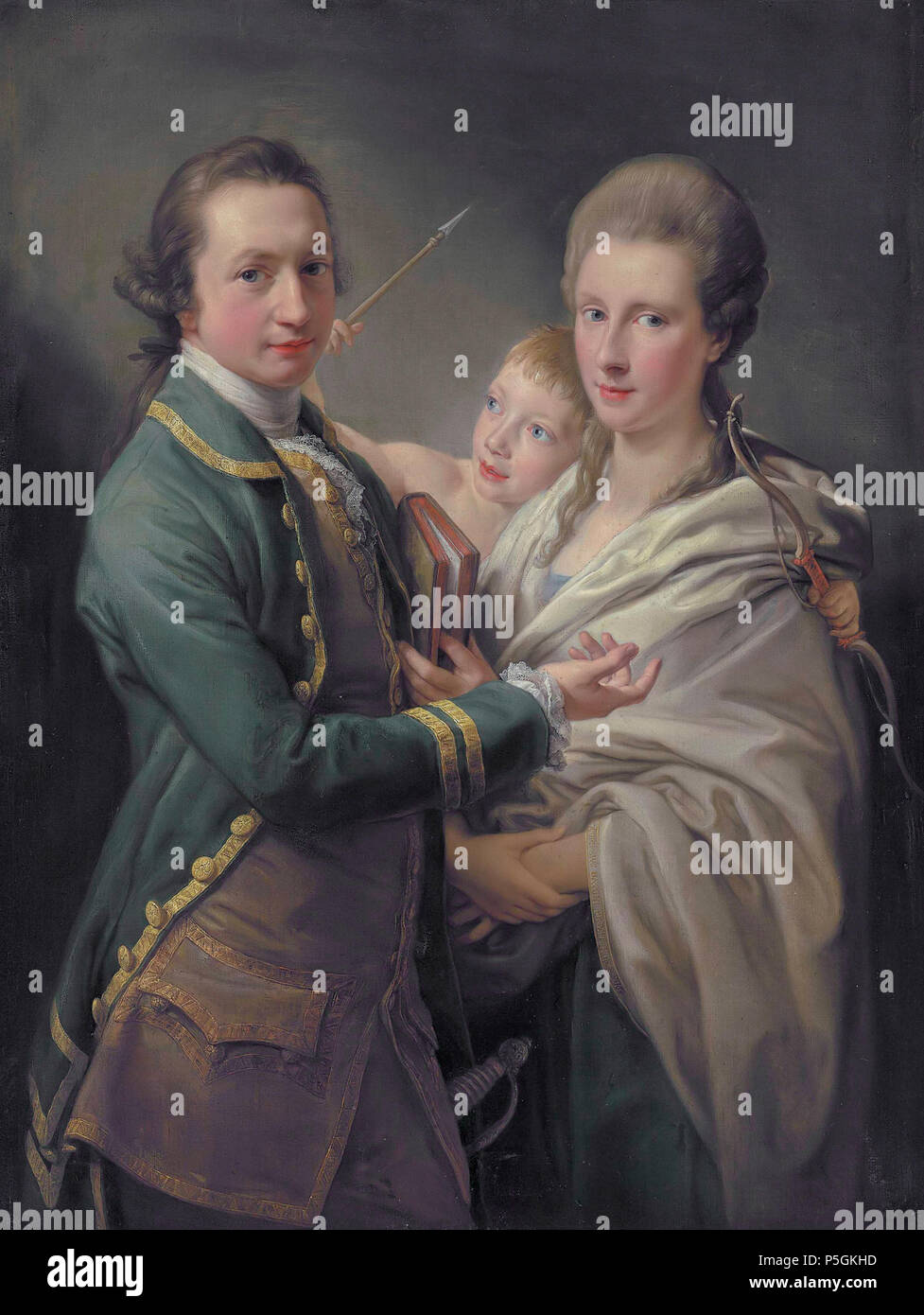 N/A. Inglese: Arthur Saunders Gore, Visconte Sudley, più tardi 2nd Earl of Arran (1734-1809), e sua moglie Caterina, née Annesley (1739-1770), con il loro figlio (), Arthur Saunders Gore, il più tardi il 3° Conte di Arran (1761-1837), come cupido olio su tela 113.8 x 86,3 cm firmato b.r.: POMPEIVUS BATONI PINXIT ROMAE 1769 . 1769. Pompeo Batoni (1708-1787) nomi alternativi Pompeo Girolamo Batoni, Pompeo Girolamo Battoni Descrizione pittore italiano, aquarellist e disegnatore Data di nascita e morte 25 Gennaio 1708 4 febbraio 1787 Luogo di nascita e morte Lucca Roma periodo di lavoro tra circa 1723 e circa Foto Stock