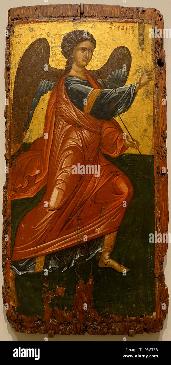 N/A. Inglese: mostra a Princeton University Art Museum - Università di Princeton, Princeton, New Jersey, USA. 1 dicembre 2016, 15:49:50. Daderot 119 Arcangelo Gabriele da un re della porta con l'Annunciazione, greco, tardo bizantina, 1450-1500, tempera e foglia oro su pannello in legno - Princeton University Art Museum - DSC06704 Foto Stock N/A. Inglese: mostra a Princeton University Art Museum - Università di Princeton, Princeton, New Jersey, USA. 1 dicembre 2016, 15:49:50. Daderot 119 Arcangelo Gabriele da un re della porta con l'Annunciazione, greco, tardo bizantina, 1450-1500, tempera e foglia oro su pannello in legno - Princeton University Art Museum - DSC06704 Foto Stock