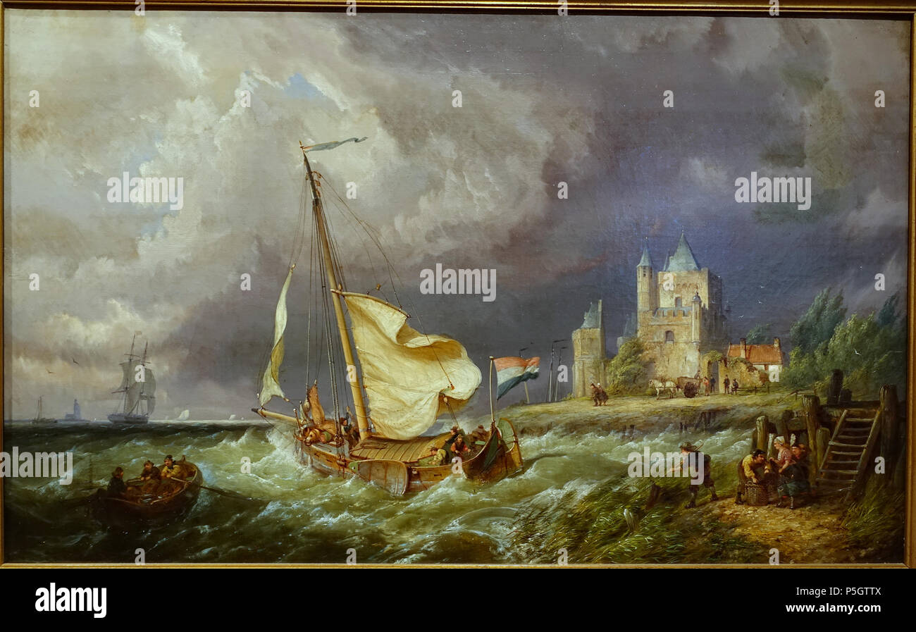 N/A. Inglese: mostra a Middlebury College Museo di Arte - Middlebury, Vermont, USA. 4 marzo 2017, 15:11:14. Daderot 357 navigazione costiera da Pieter Cornelis Dommershuijzen, Olandese, 1876, olio su tela - Middlebury College Museo di Arte - Middlebury, VT - DSC08098 Foto Stock