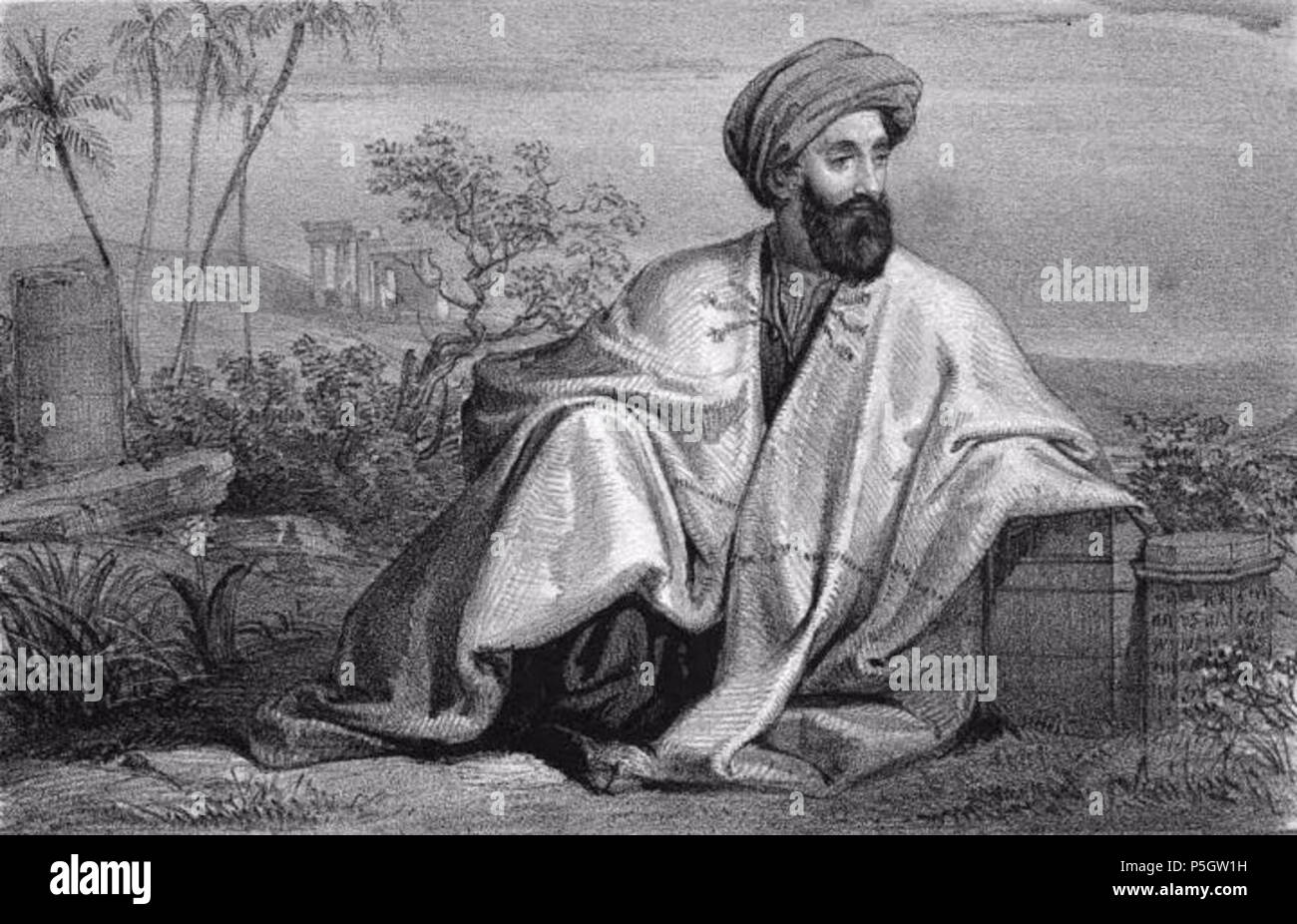 N/A. Inglese: Ritratto di Charles Meryon Lewis (1783-1877), medico inglese e biografo, in abito beduino. 1846. Giorno Lithographers & Haghe 326 Charles Lewis Meryon abito beduino Foto Stock