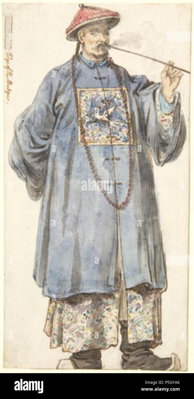 N/A. Inglese: Chinaman fumatori William Alexander, acquerello, 204 x 102 mm., Eton College . William Alexander (1767 - 1816) 2 'Chinaman fumatori' William Alexander, acquerello Foto Stock