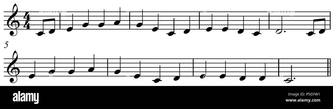 3 "Oh Susanna" melodia pentatonica Foto Stock