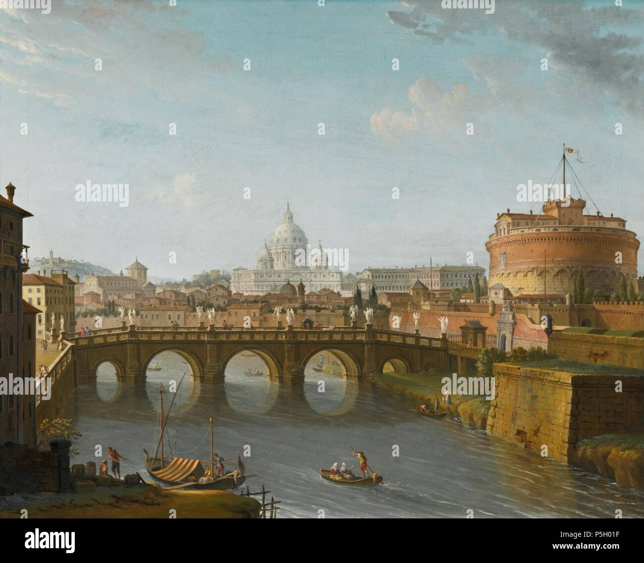 N A Inglese Roma Una Vista Del Tevere Con Il Castel Sant Angelo E La Basilica