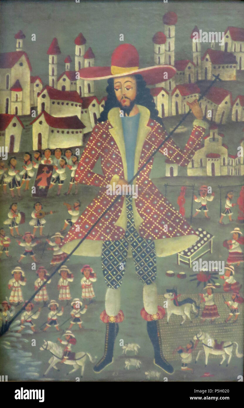 N/A. Inglese: Saint Isidore la mano di un ignoto pittore peruviano, c. 1850, olio su tela, Lowe Art Museum . circa 1850. ignoto pittore peruviano 4 'Saint Isidoro l'operaio" da ignoto pittore peruviano, c. 1850, Lowe Art Museum Foto Stock