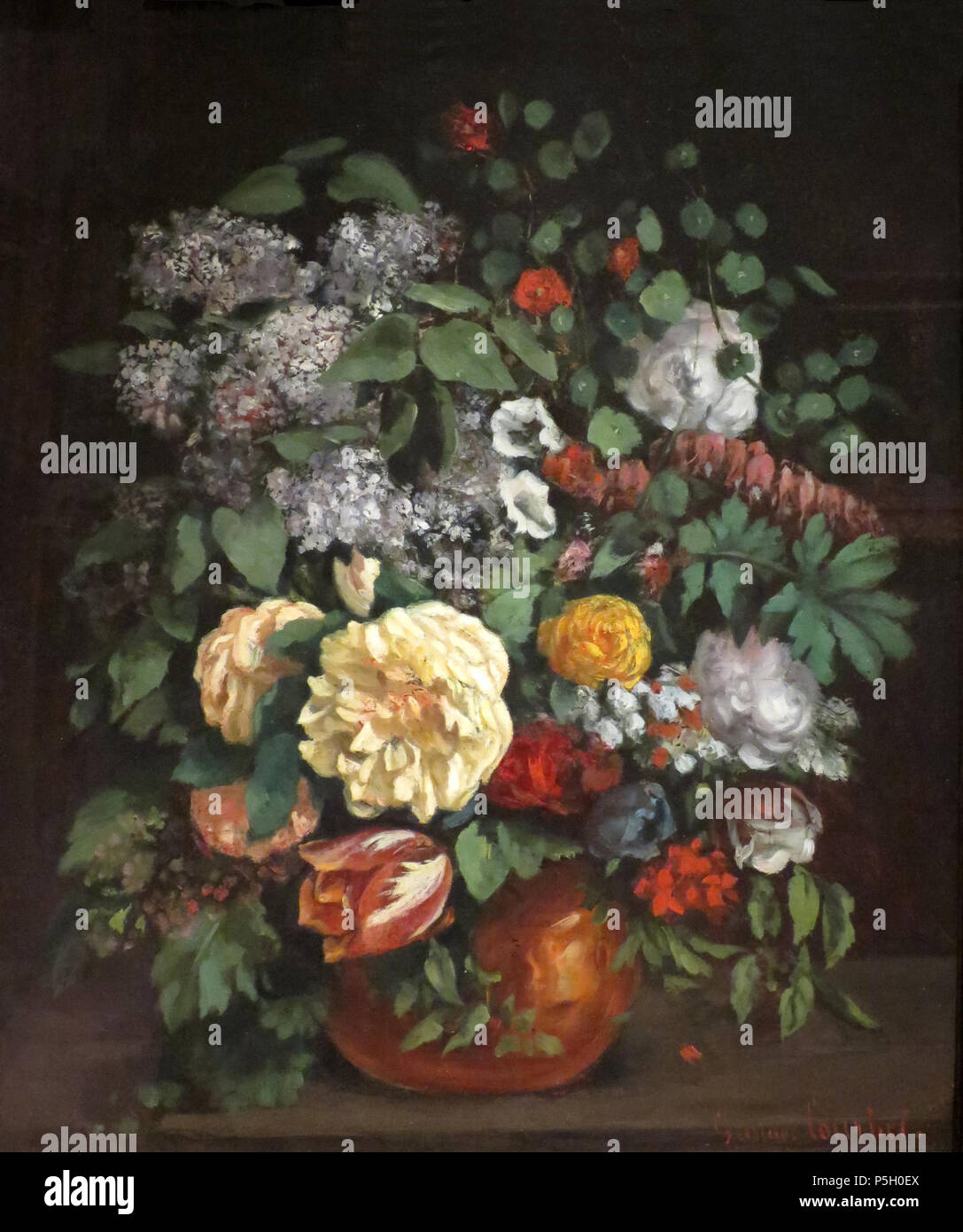 N/A. Inglese: vaso di lillà, rose e tulipani di Gustave Courbet, 1863, olio su tela 65,1 x 54,3 cm, Norton Simon Museum . 1863. Gustave Courbet (1819-1877) nomi alternativi Jean Désiré Gustave Courbet Descrizione scultore francese, pittore e disegnatore Data di nascita e morte 10 Giugno 1819 31 dicembre 1877 Luogo di nascita e morte Ornans vicino a Besançon La Tour-de-la-Peilz sede di lavoro Ornans (tra 1819 e 1872), Parigi (tra 1840 e 1872), Normandia (1841), Fontainebleau (1840s), belgo-olandese (1846), Montpellier (1854), il Cantone di Berna (1854), Honfleur (tra il 1850 un Foto Stock N/A. Inglese: vaso di lillà, rose e tulipani di Gustave Courbet, 1863, olio su tela 65,1 x 54,3 cm, Norton Simon Museum . 1863. Gustave Courbet (1819-1877) nomi alternativi Jean Désiré Gustave Courbet Descrizione scultore francese, pittore e disegnatore Data di nascita e morte 10 Giugno 1819 31 dicembre 1877 Luogo di nascita e morte Ornans vicino a Besançon La Tour-de-la-Peilz sede di lavoro Ornans (tra 1819 e 1872), Parigi (tra 1840 e 1872), Normandia (1841), Fontainebleau (1840s), belgo-olandese (1846), Montpellier (1854), il Cantone di Berna (1854), Honfleur (tra il 1850 un Foto Stock