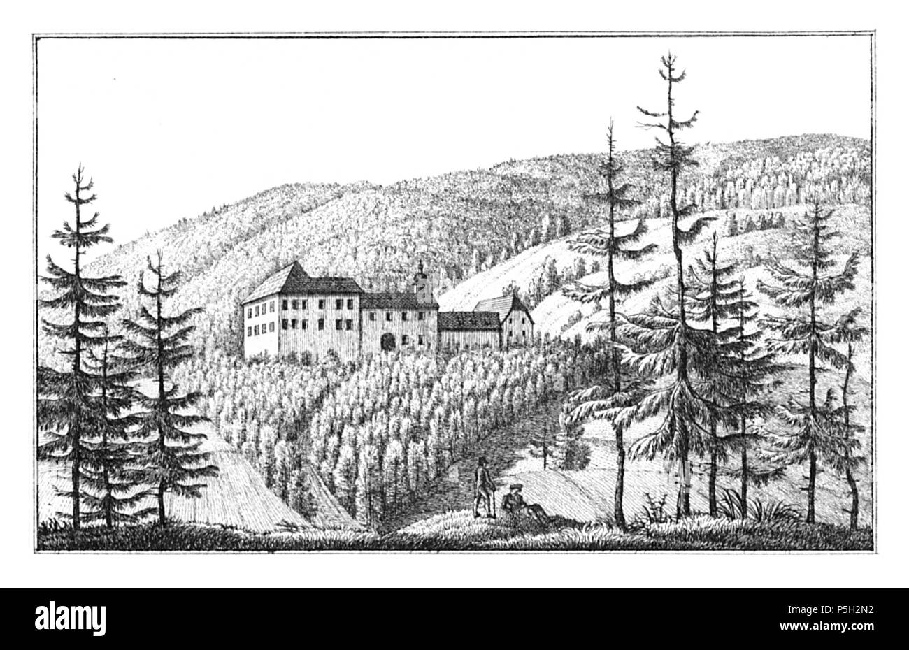 15 125 Haus am Bacher - Hompos. Pivola - lith. v. Folwarczni - J.F.Kaiser Lithografirte Ansichten der Steiermark 1830 Foto Stock