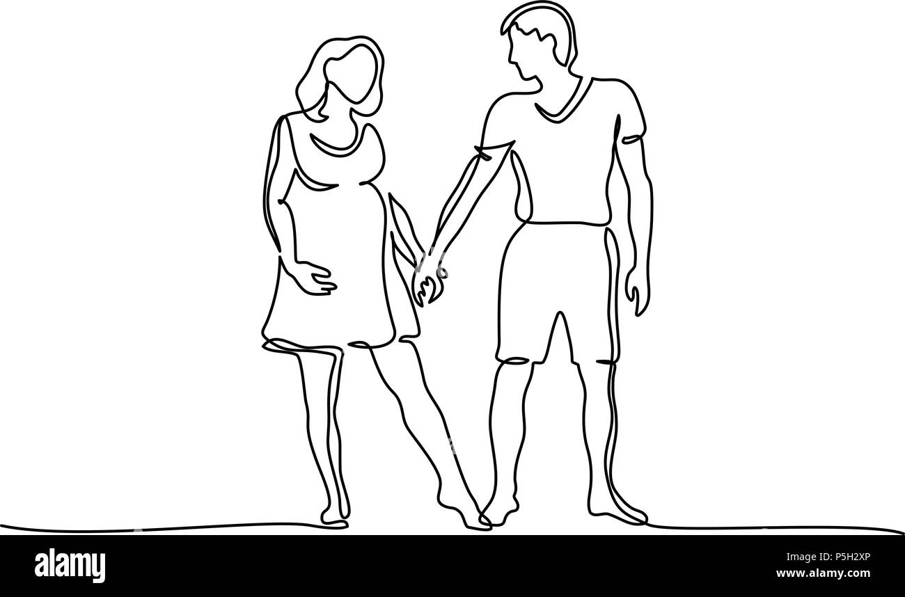 Felice donna incinta a piedi con suo marito Illustrazione Vettoriale