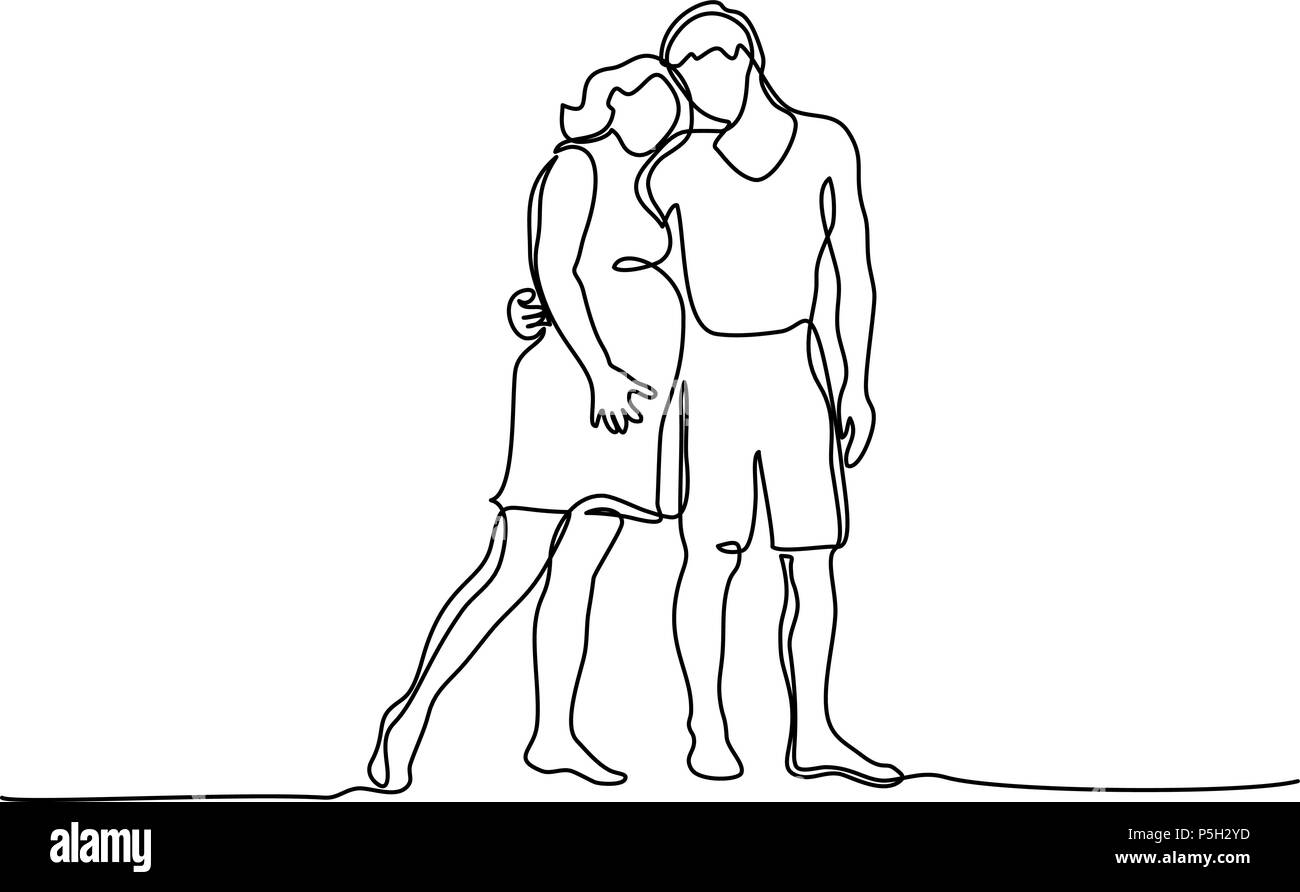 Felice donna incinta a piedi con suo marito Illustrazione Vettoriale