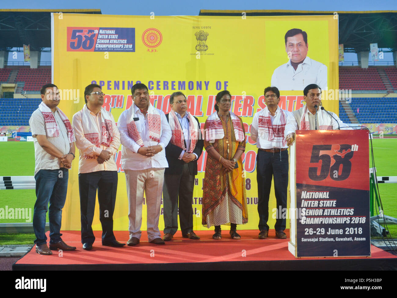 Guwahati (India). Il 26 giugno, 2018. Durante la 58a inter nazionale Membro di Atletica via e il campo della concorrenza a Indira Gandhi Athletic Stadium. Credito: David Talukdar/Pacific Press/Alamy Live News Foto Stock