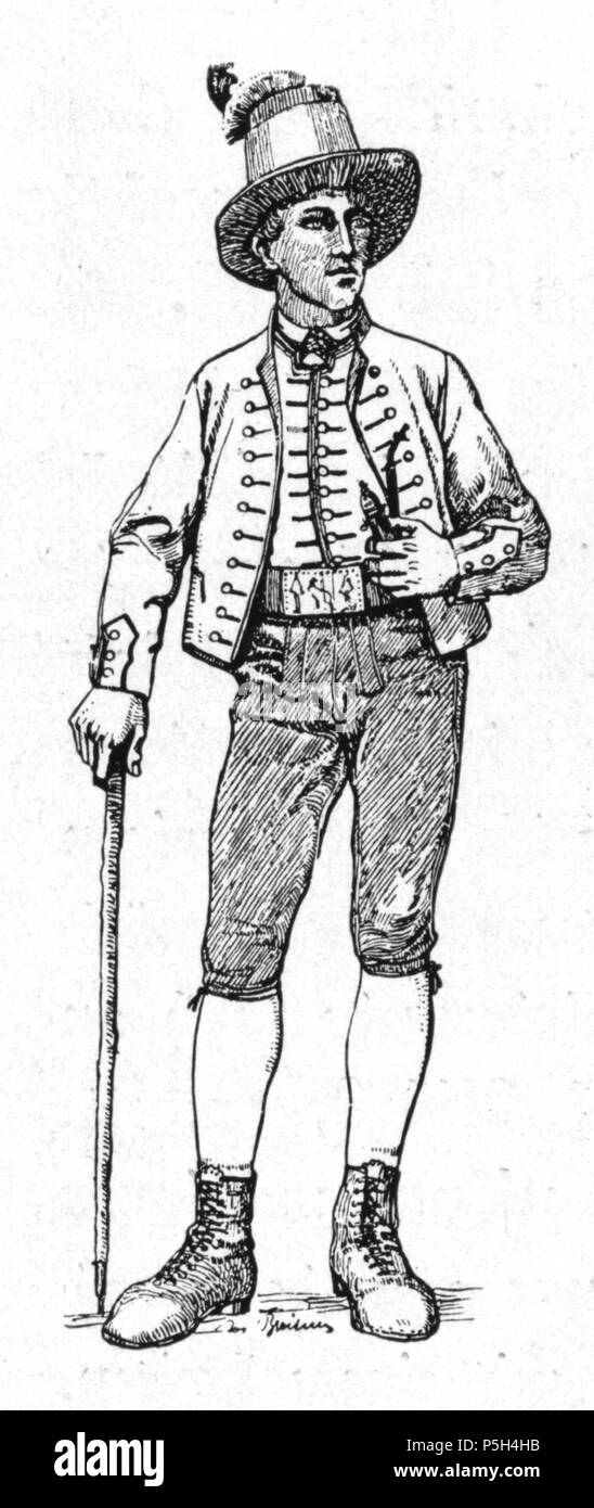 7 011a Alte Ausseeer Männertrachten um 1830 Foto Stock