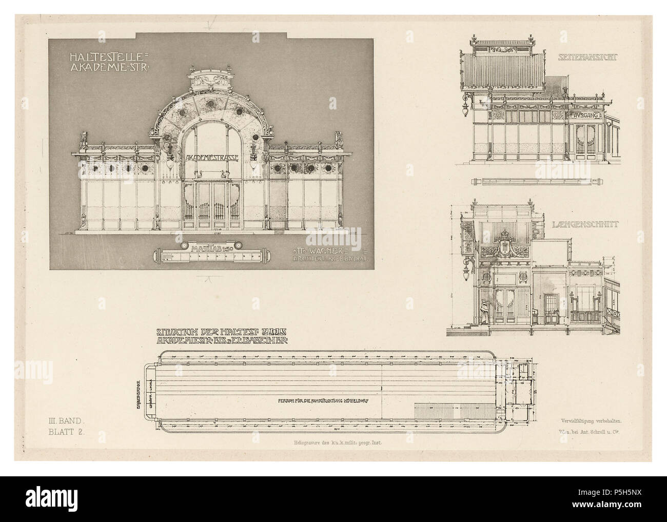 10 05 Wagner-Blätter - Bd. III stazione Gesamt Akademiestraße Foto Stock