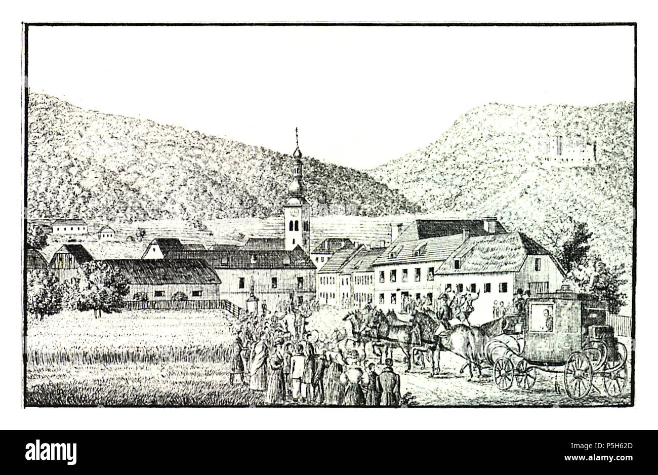 10 064 Gonobitz - Slovenske Konjice - J.F.Kaiser Lithografirte Ansichten der Steiermark 1830 Foto Stock