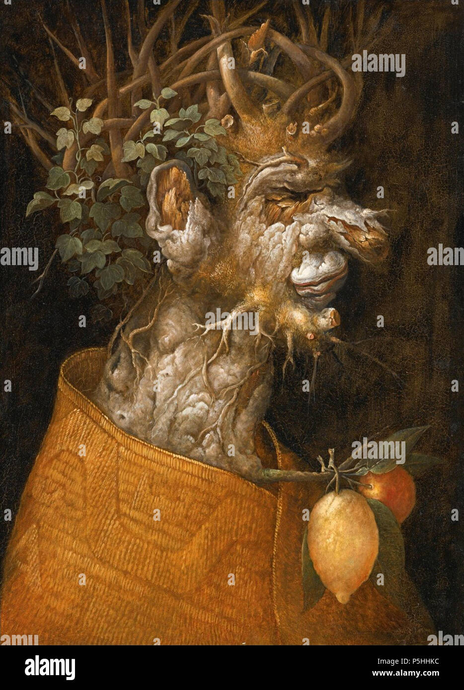 N/A. Inglese: allegoria dell'inverno, il modo di Giuseppe Arcimboldo, olio su pannello, 26 da 19 in.; 66 da 48,3 cm. . Modo di Giuseppe Arcimboldo 1 "Allegoria dell'inverno", il modo di Giuseppe Arcimboldo Foto Stock