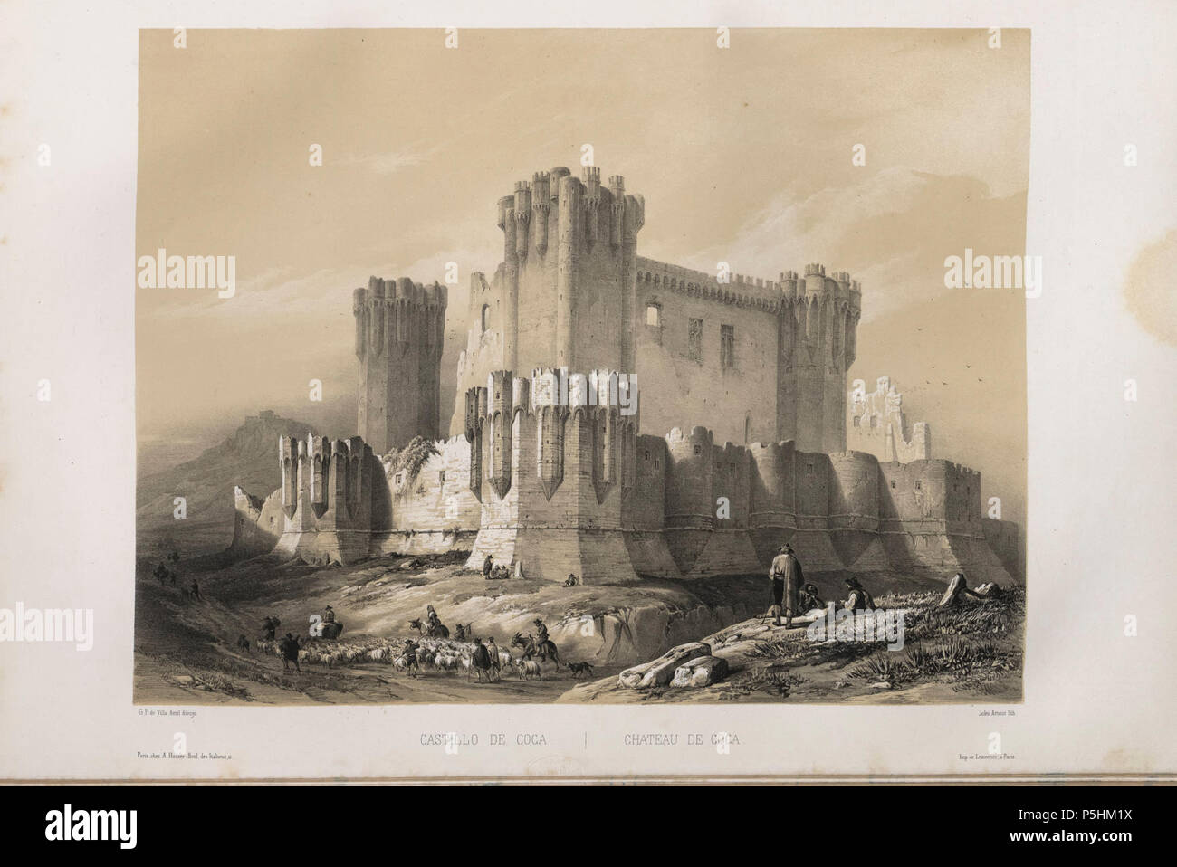 1844, España artística y monumentale, vistas y descripción de los Sitios y monumentos más notabili de España, vol 2, Castillo de coca. Foto Stock